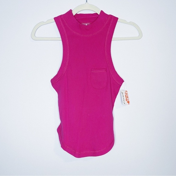 Free People Movement - Pink Fuchsia Flirt Ribbed Tank - Picture 1 of 4